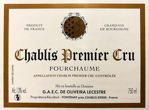 2022 Chablis Premier Cru "Fourchaume" - Domaine De Oliveira Lecestre