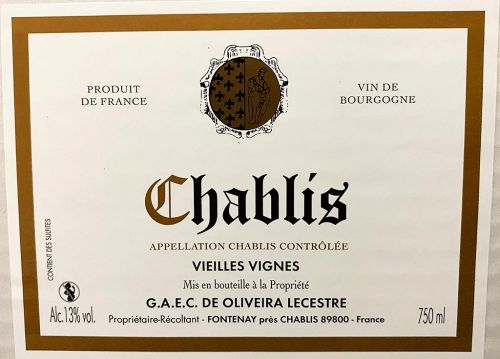 2023 Chablis "Vieilles Vignes" - Domaine De Oliveira Lecestre