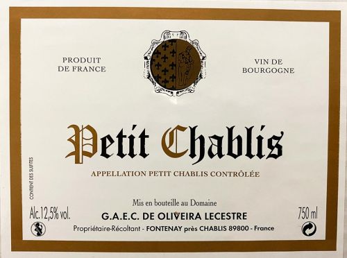 2023 Petit Chablis - Domaine De Oliveira Lecestre